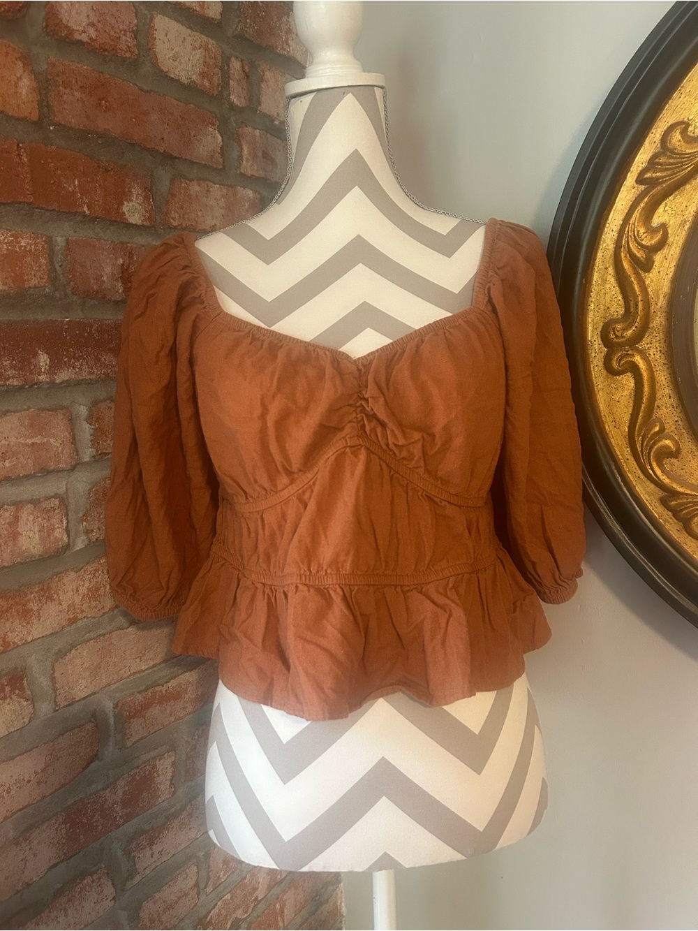A New Day • Linen Blend Tiered Peplum Blouse